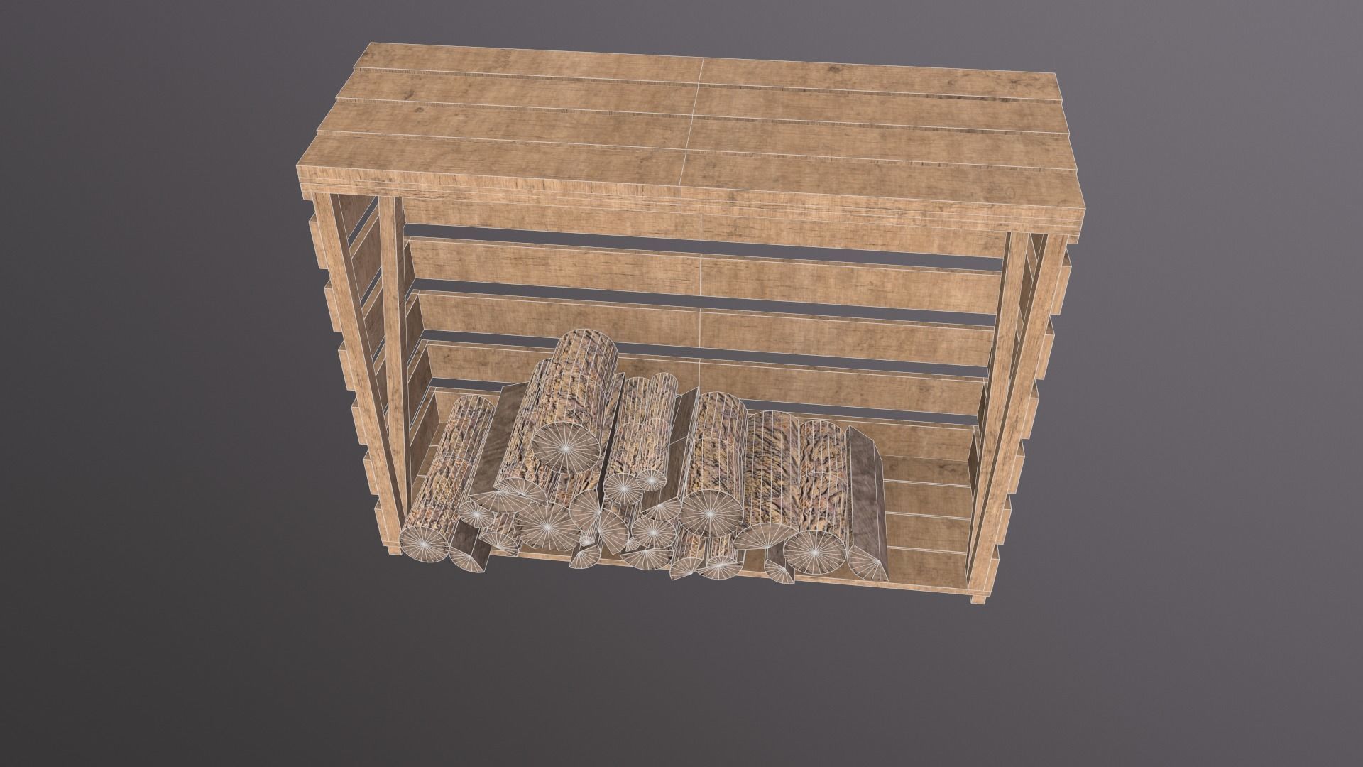 Low Poly Woodshed Low-poly 3D model_9