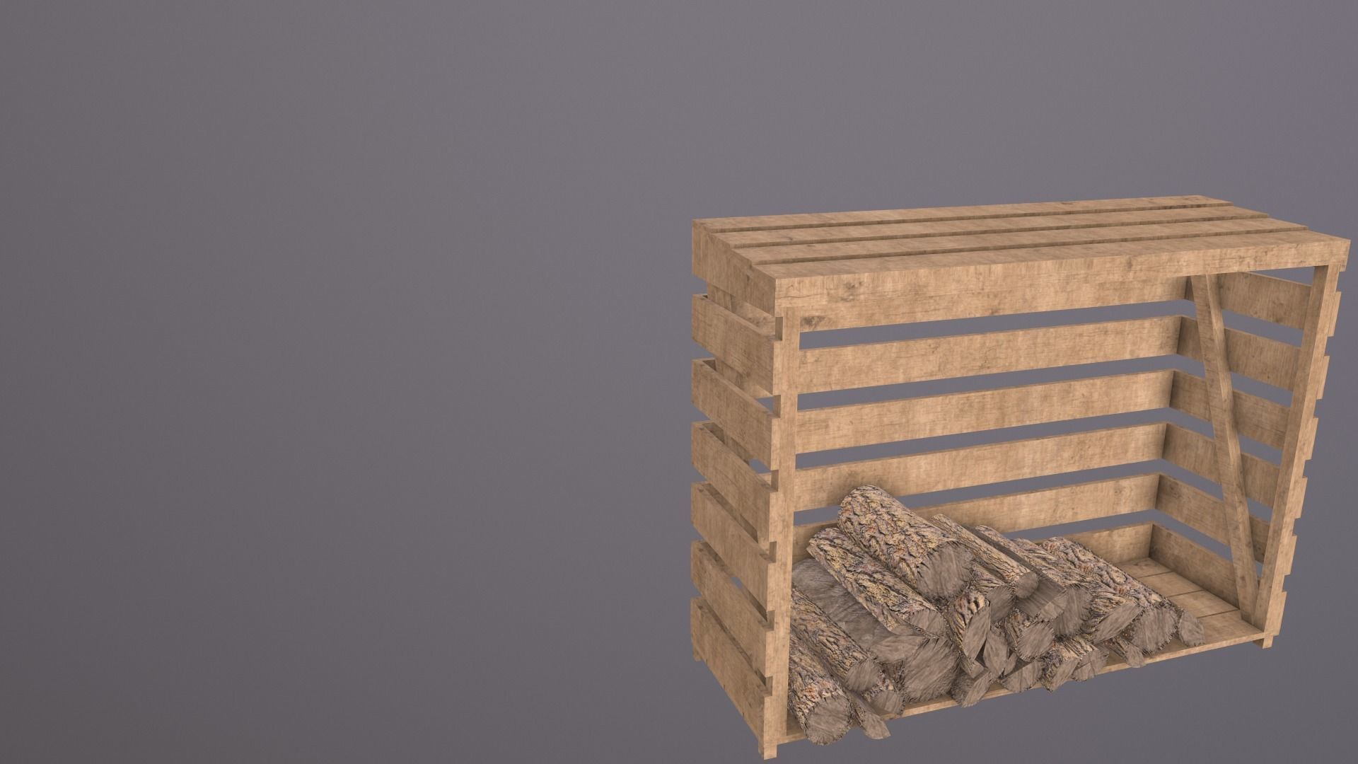 Low Poly Woodshed Low-poly 3D model_3