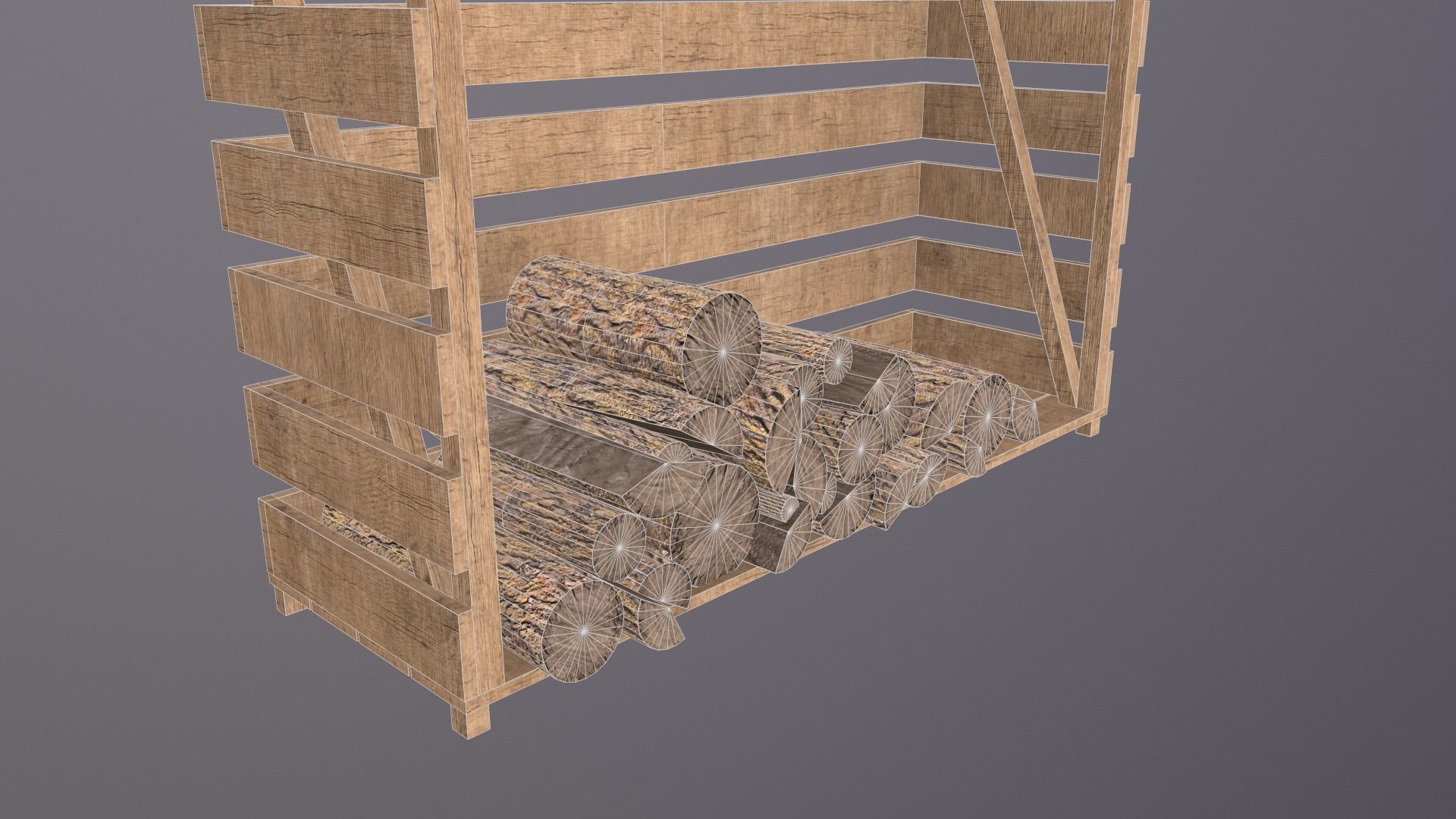 Low Poly Woodshed Low-poly 3D model_7