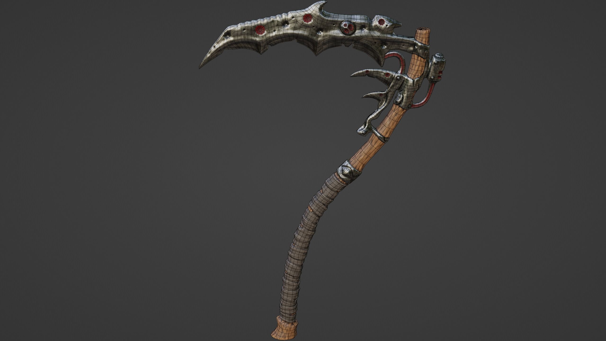 Fantasy low-poly scythe Low-poly 3D model_7