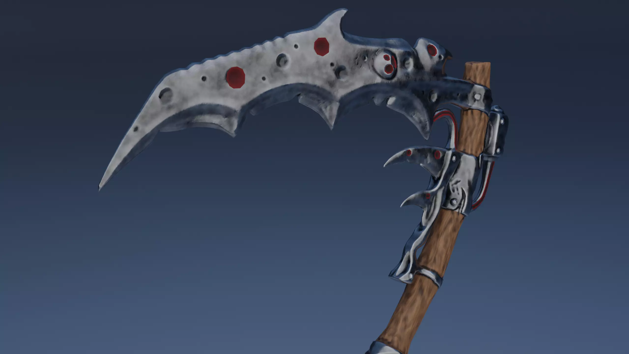 Fantasy low-poly scythe Low-poly 3D model_0
