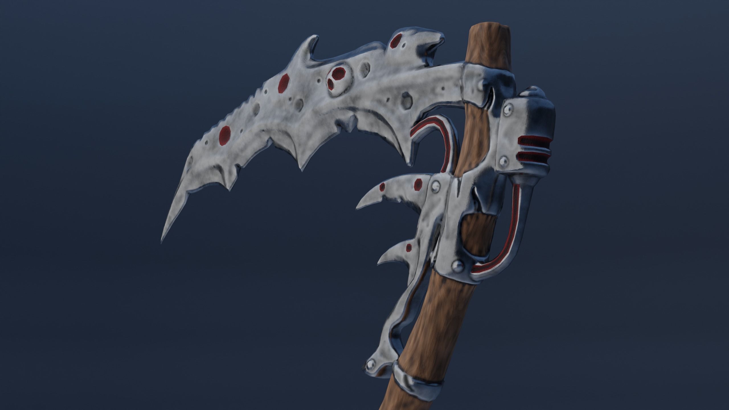 Fantasy low-poly scythe Low-poly 3D model_4