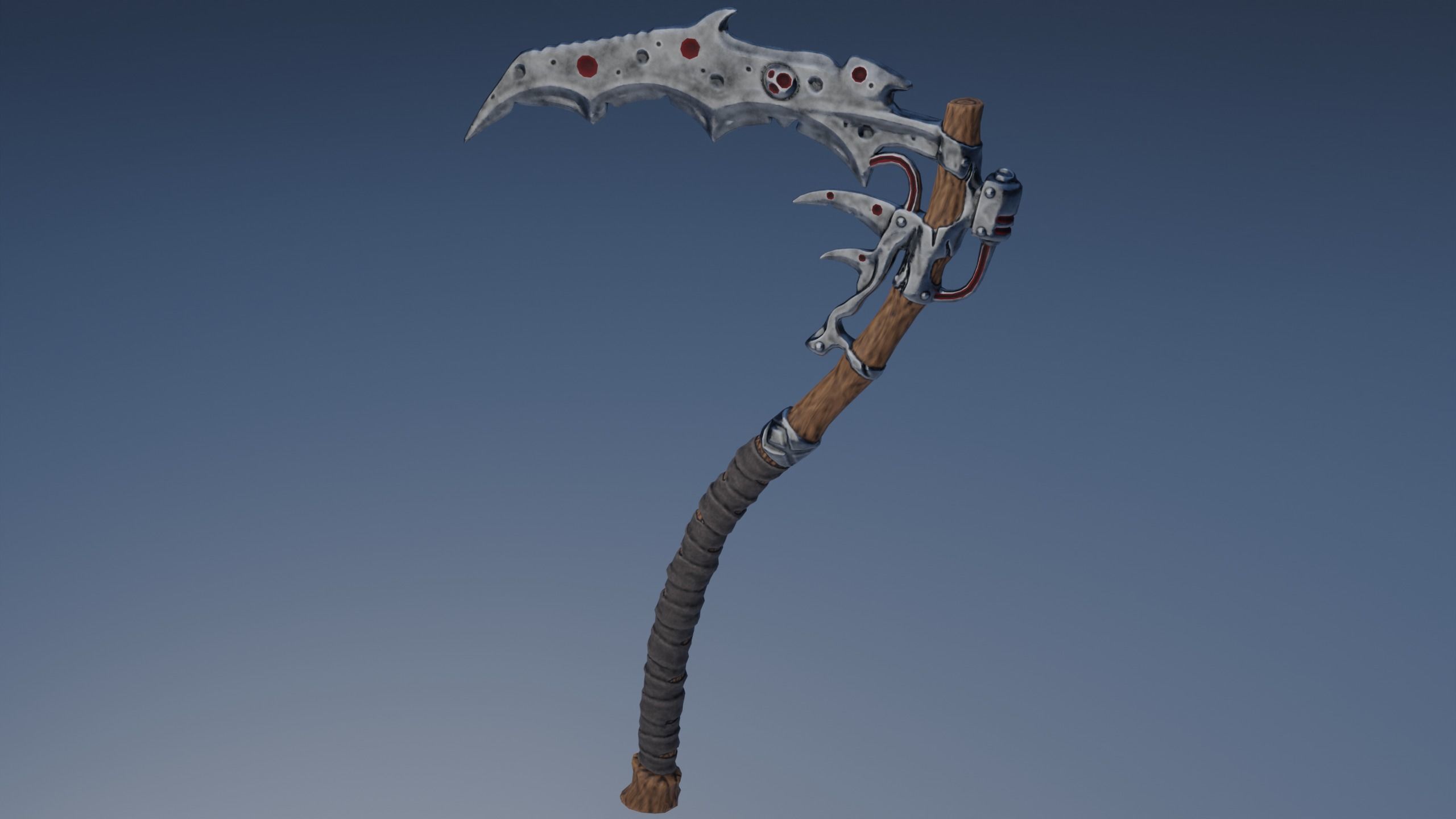 Fantasy low-poly scythe Low-poly 3D model_1