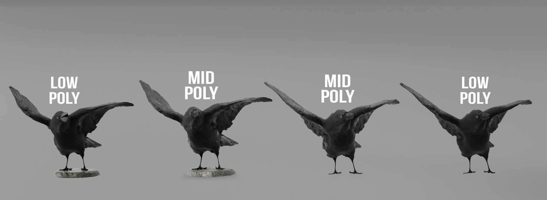 Photorealistic Raven Crow Low-poly 3D model_2
