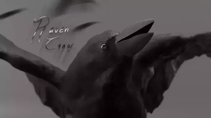 Photorealistic Raven Crow Low-poly 3D model
