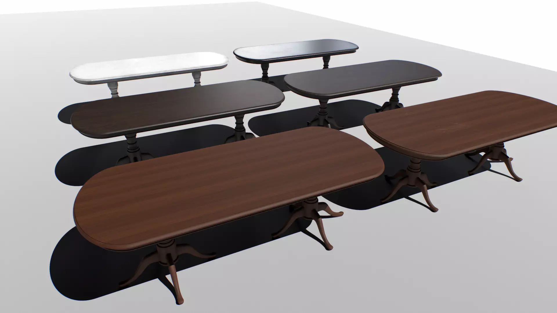 Table set Low-poly 3D model_0