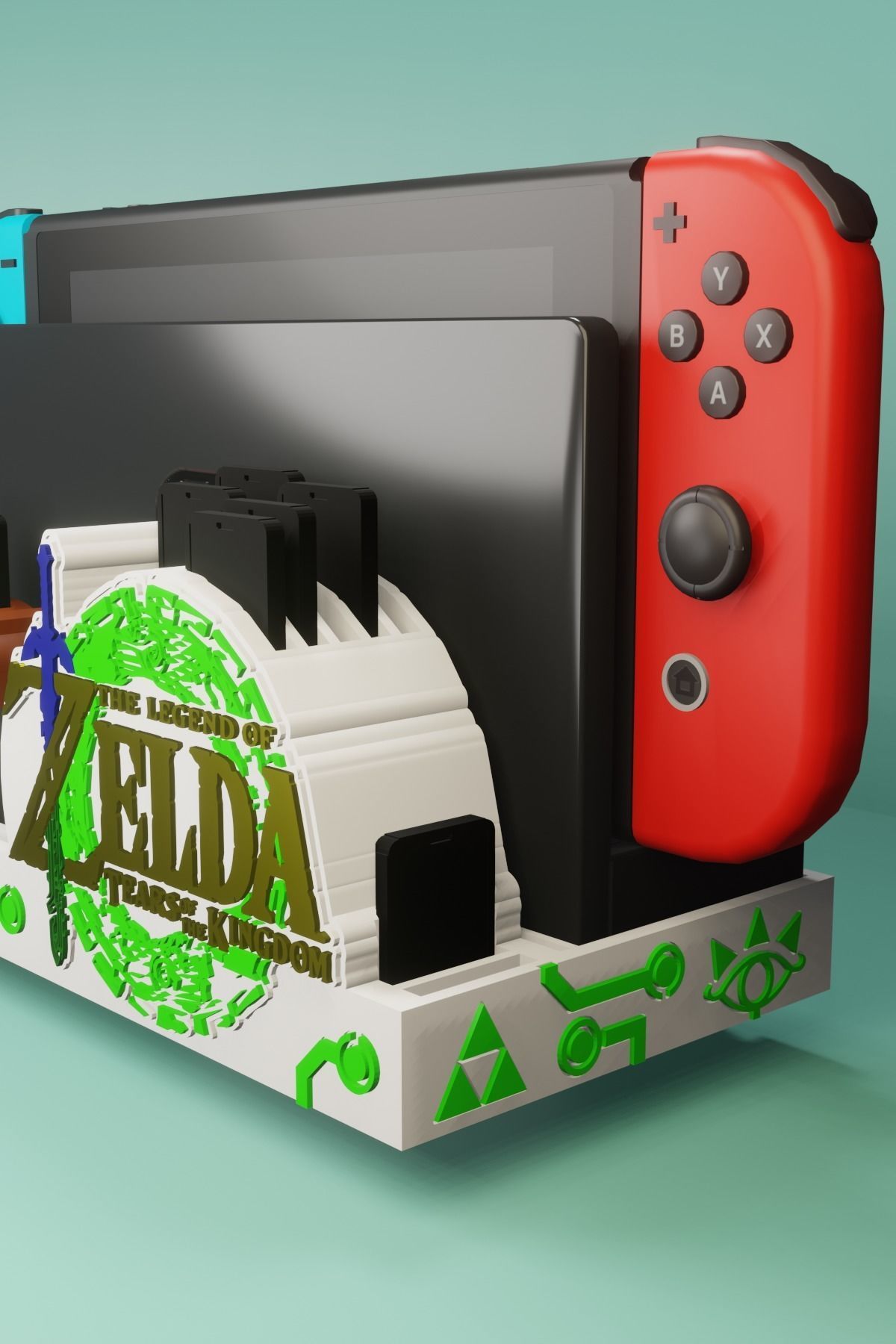 ZELDA TOTK NINTENDO SWITCH STAND WITH DOCK AND 20 GAMES 3D model_2