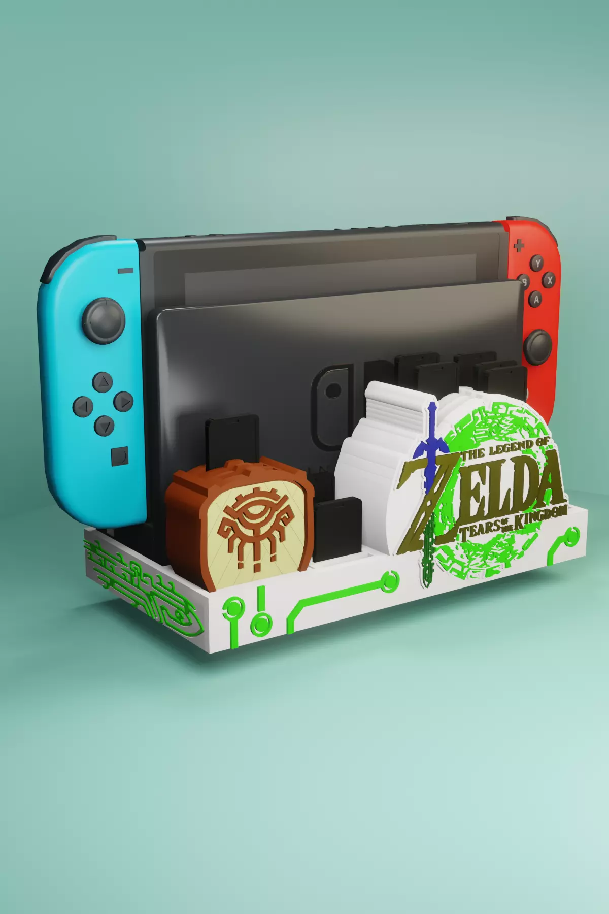 ZELDA TOTK NINTENDO SWITCH STAND WITH DOCK AND 20 GAMES 3D model_0