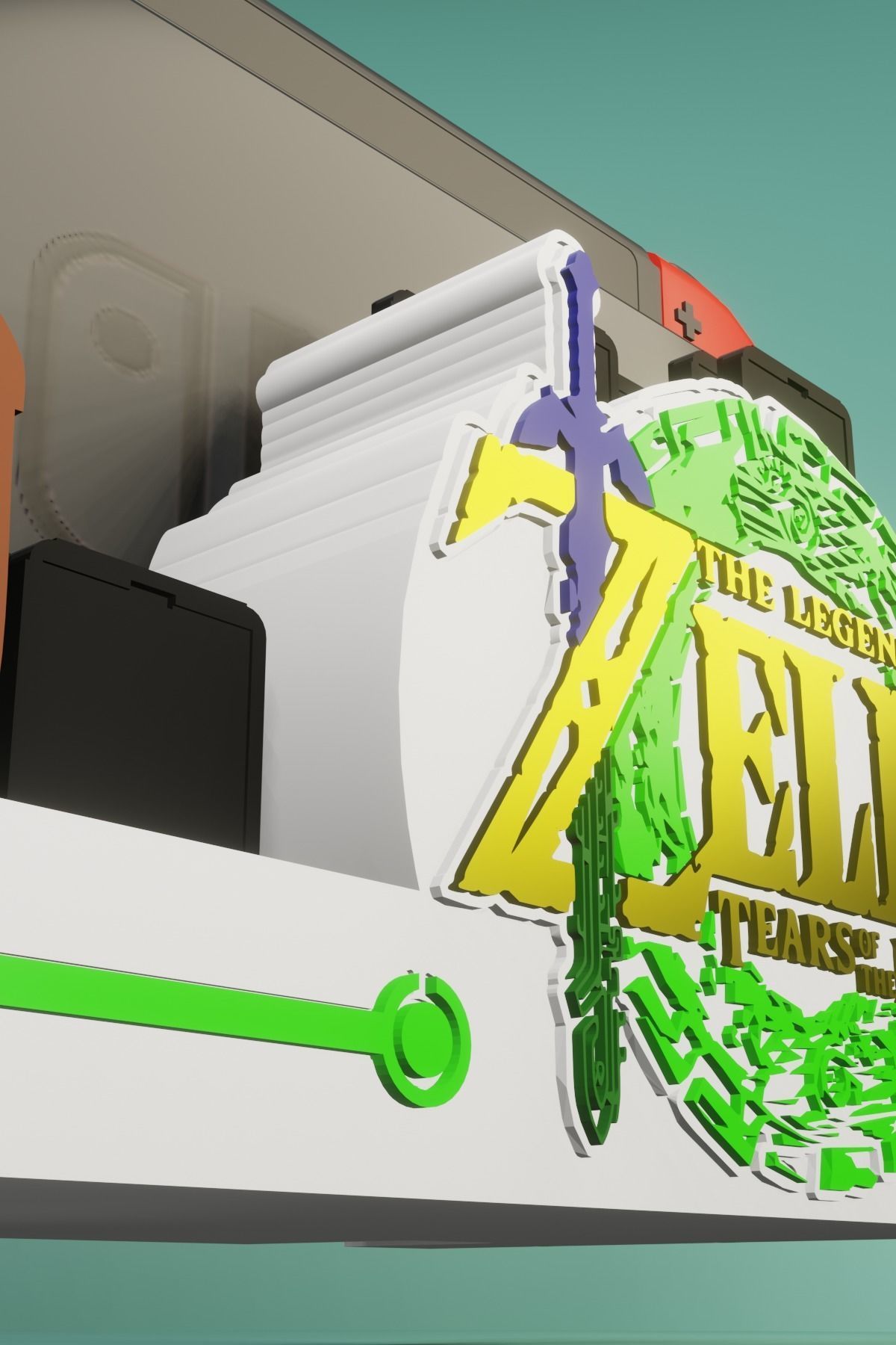 ZELDA TOTK NINTENDO SWITCH STAND WITH DOCK AND 20 GAMES 3D model_10