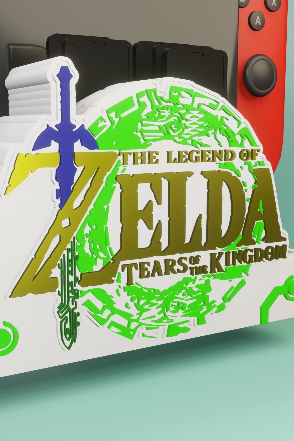 ZELDA TOTK NINTENDO SWITCH STAND WITH DOCK AND 20 GAMES 3D model_4