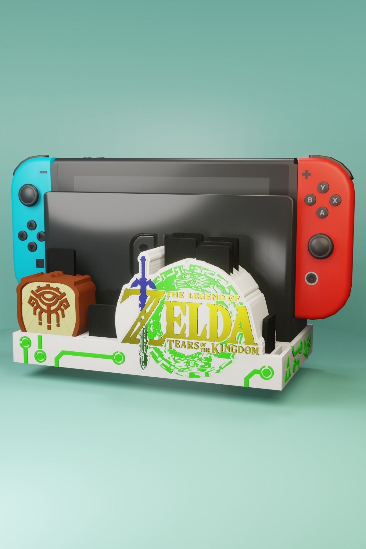 ZELDA TOTK NINTENDO SWITCH STAND WITH DOCK AND 20 GAMES 3D model_1