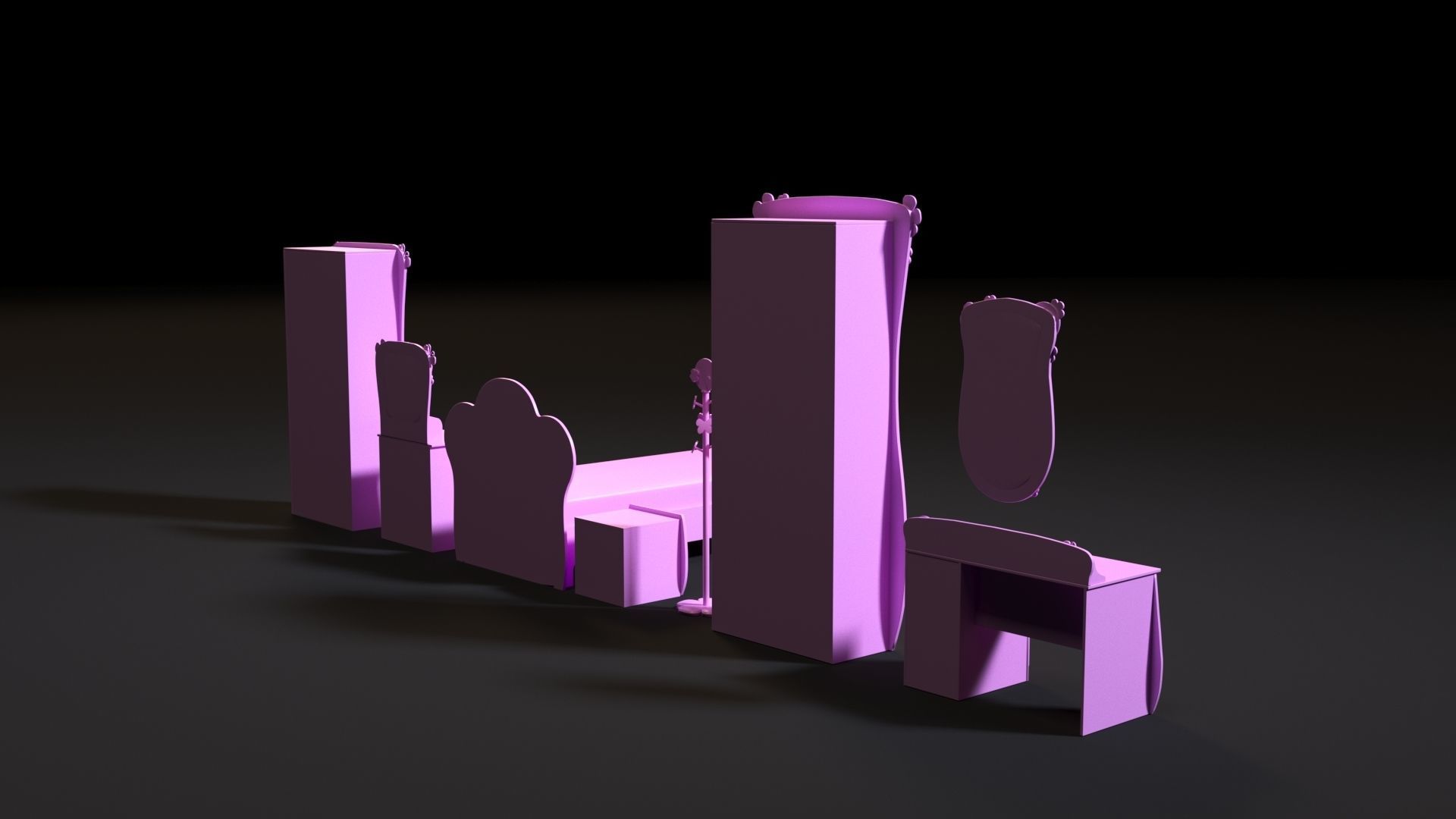 Furniture set for barbie dolls 3D print model_5