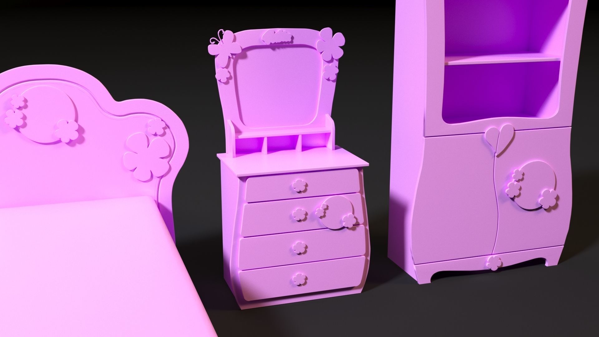 Furniture set for barbie dolls 3D print model_16