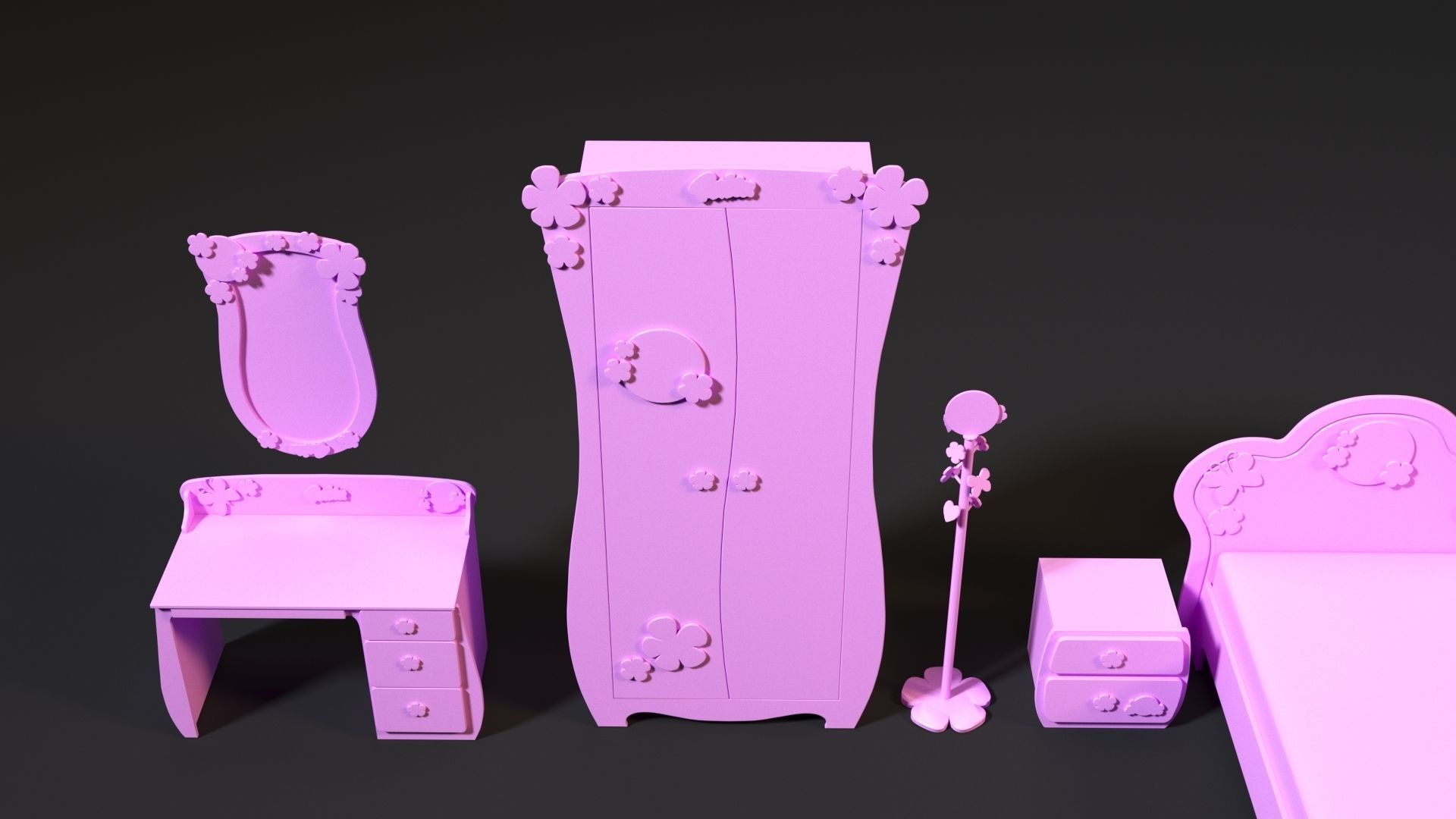 Furniture set for barbie dolls 3D print model_18
