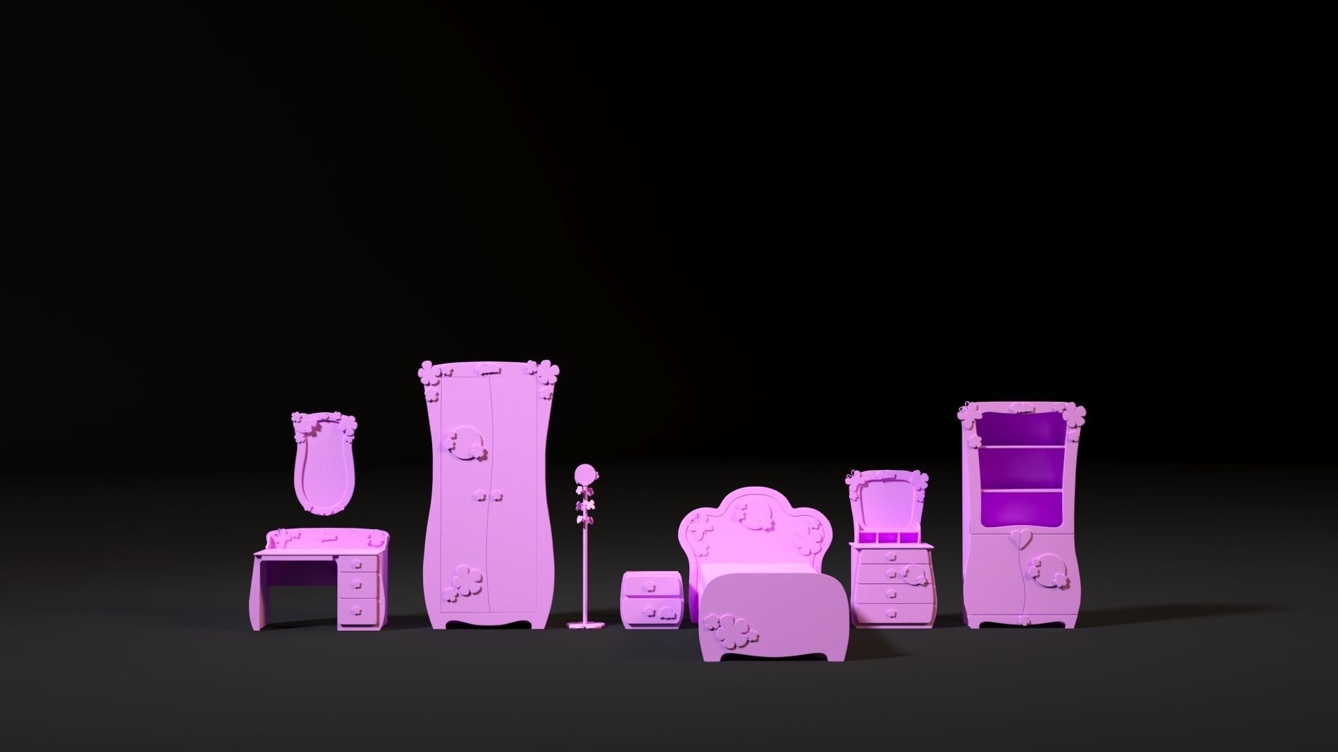 Furniture set for barbie dolls 3D print model_8