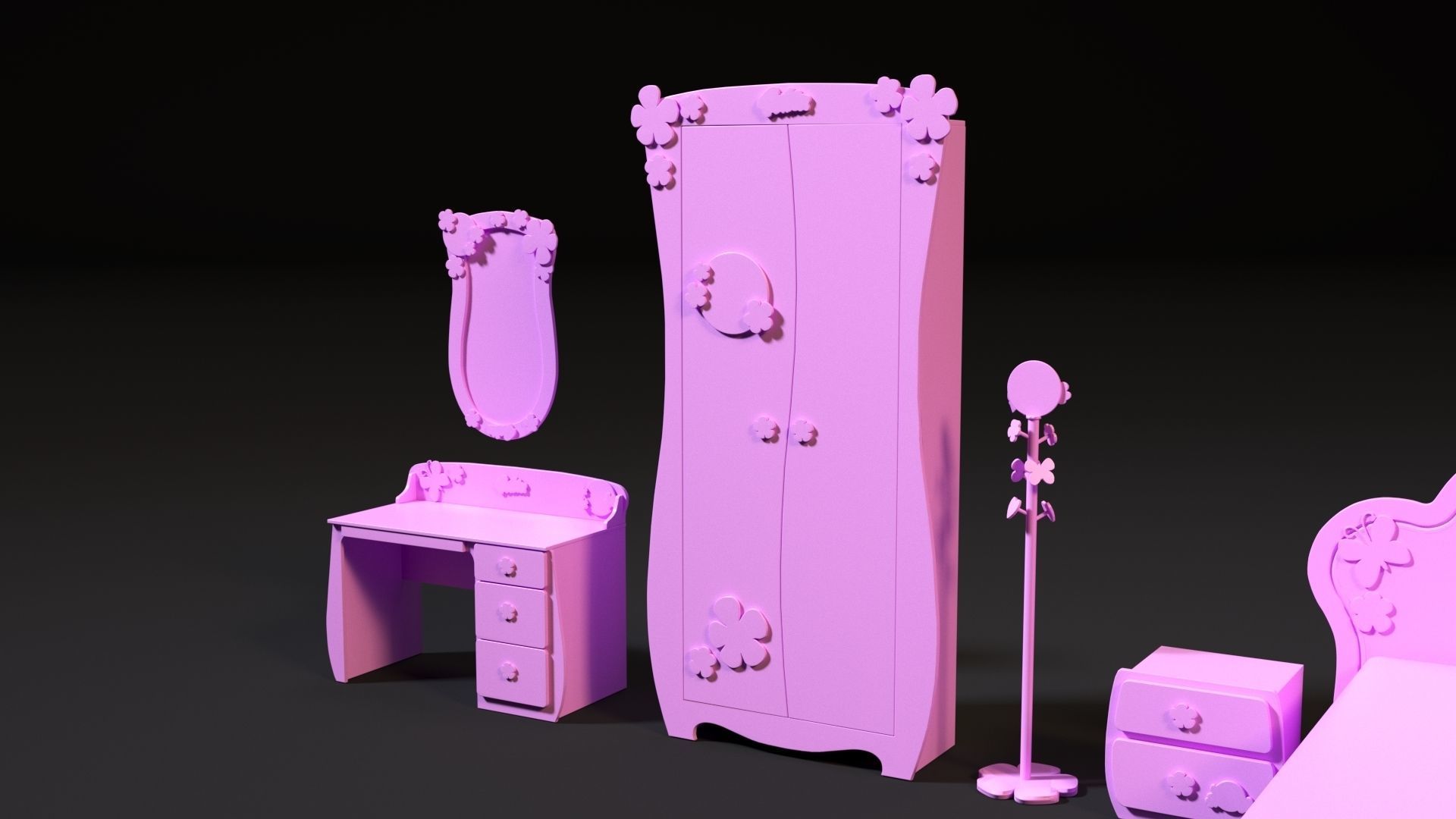 Furniture set for barbie dolls 3D print model_12
