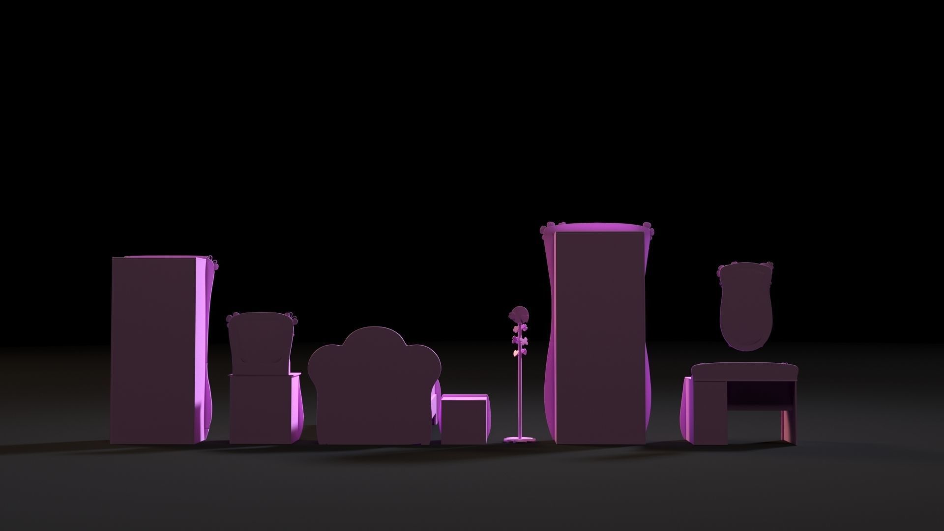 Furniture set for barbie dolls 3D print model_4