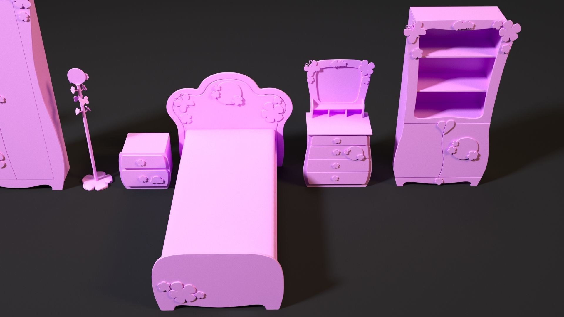 Furniture set for barbie dolls 3D print model_19
