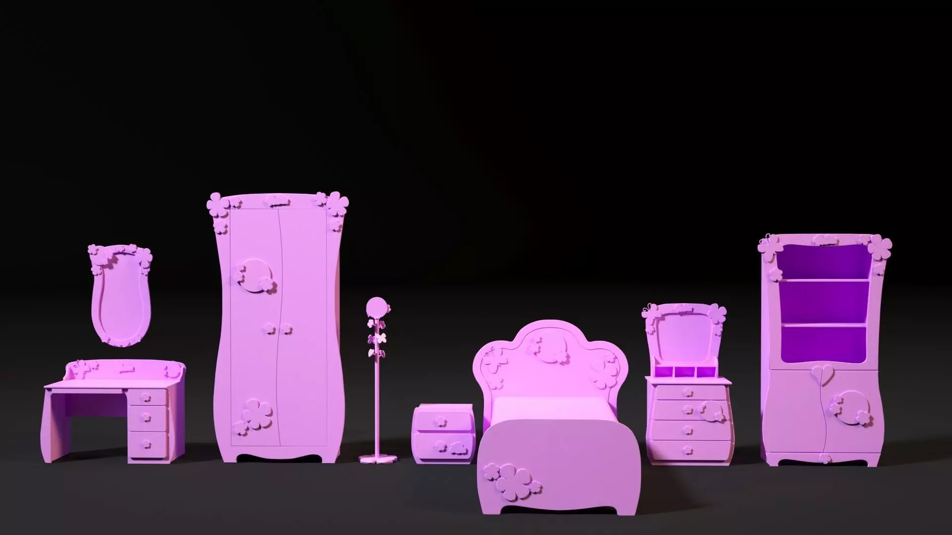 Furniture set for barbie dolls 3D print model_0