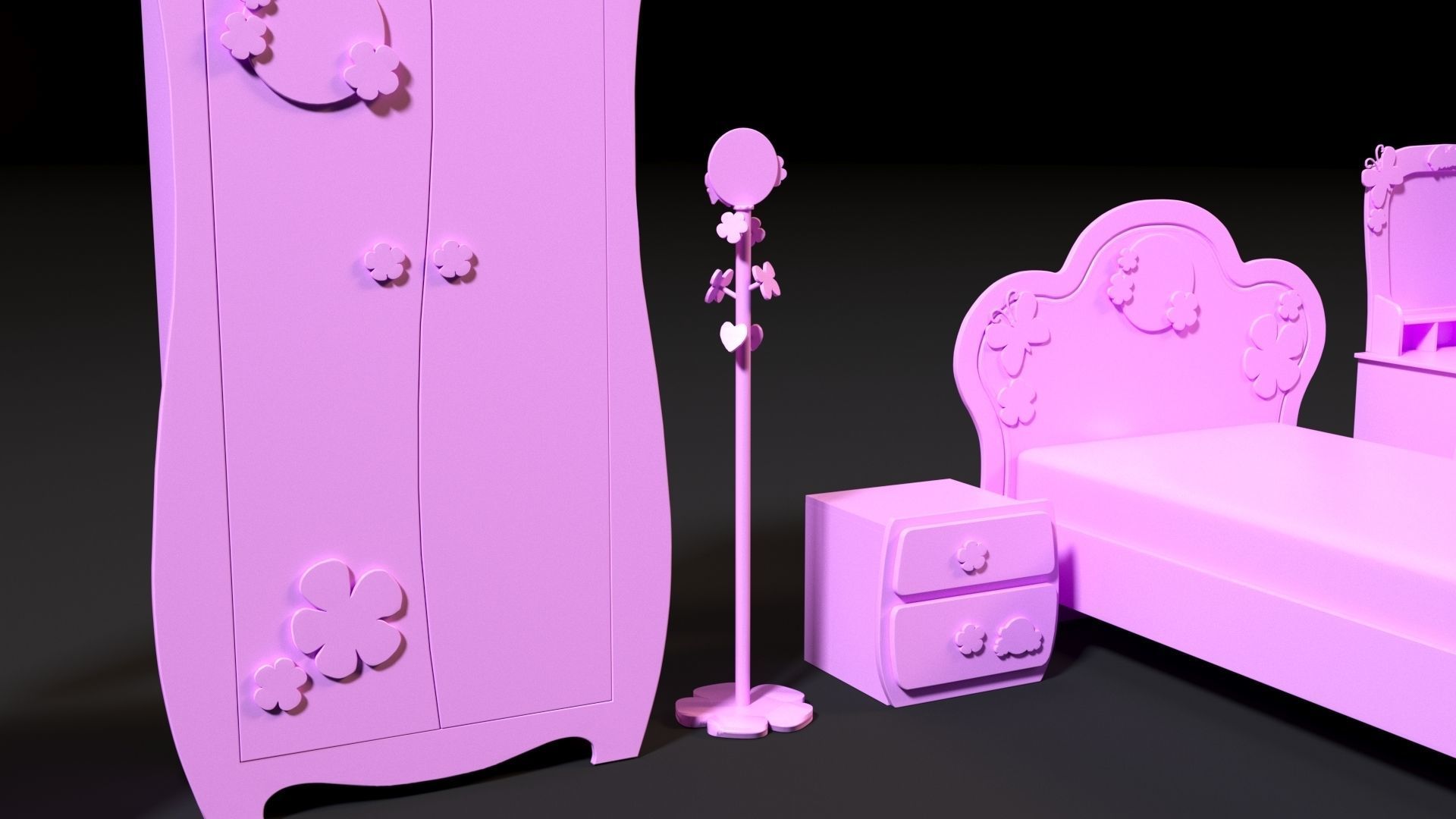 Furniture set for barbie dolls 3D print model_13
