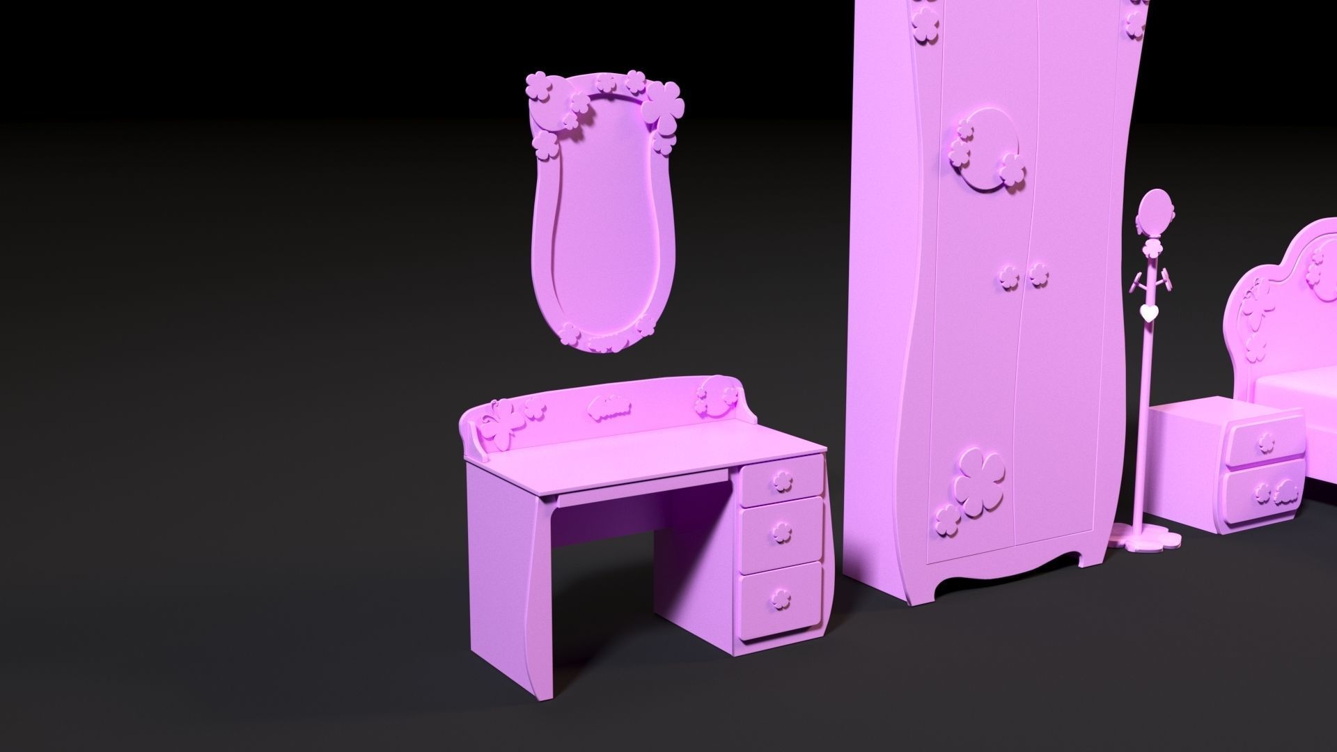 Furniture set for barbie dolls 3D print model_11