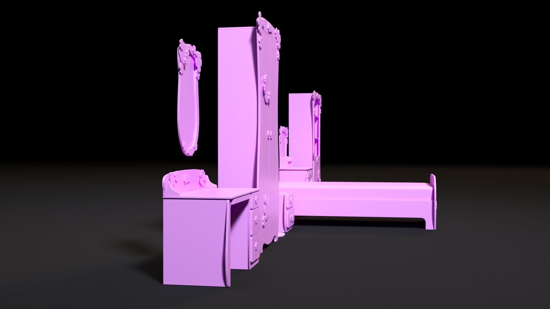 Furniture set for barbie dolls 3D print model_6