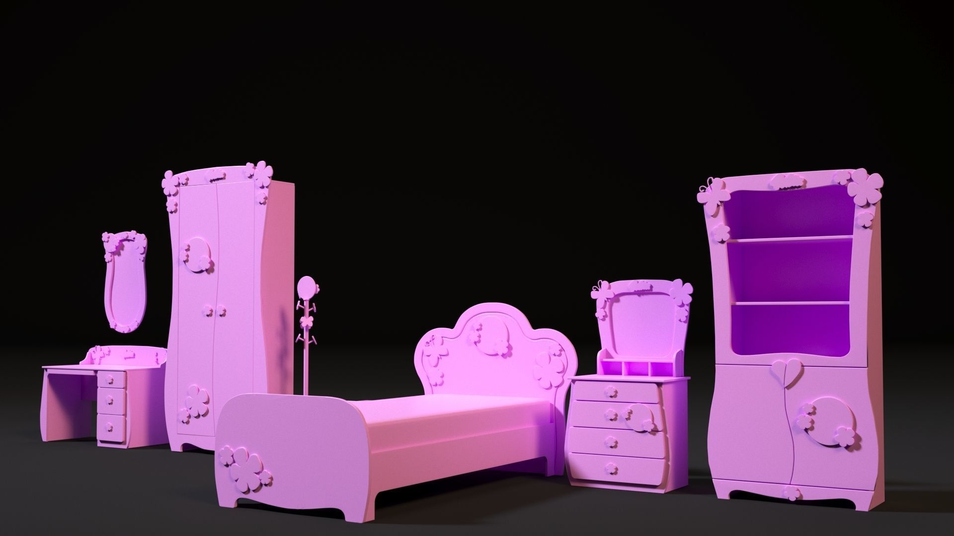 Furniture set for barbie dolls 3D print model_10