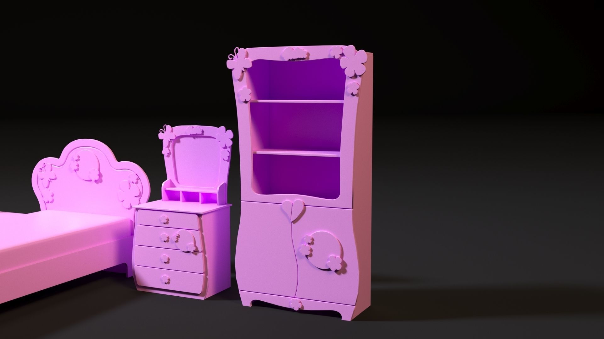 Furniture set for barbie dolls 3D print model_17