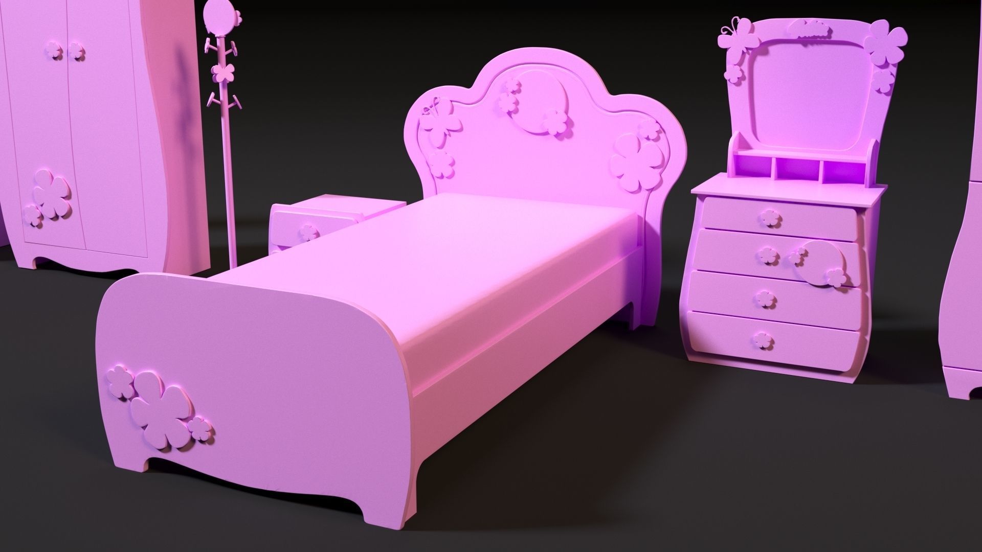 Furniture set for barbie dolls 3D print model_15