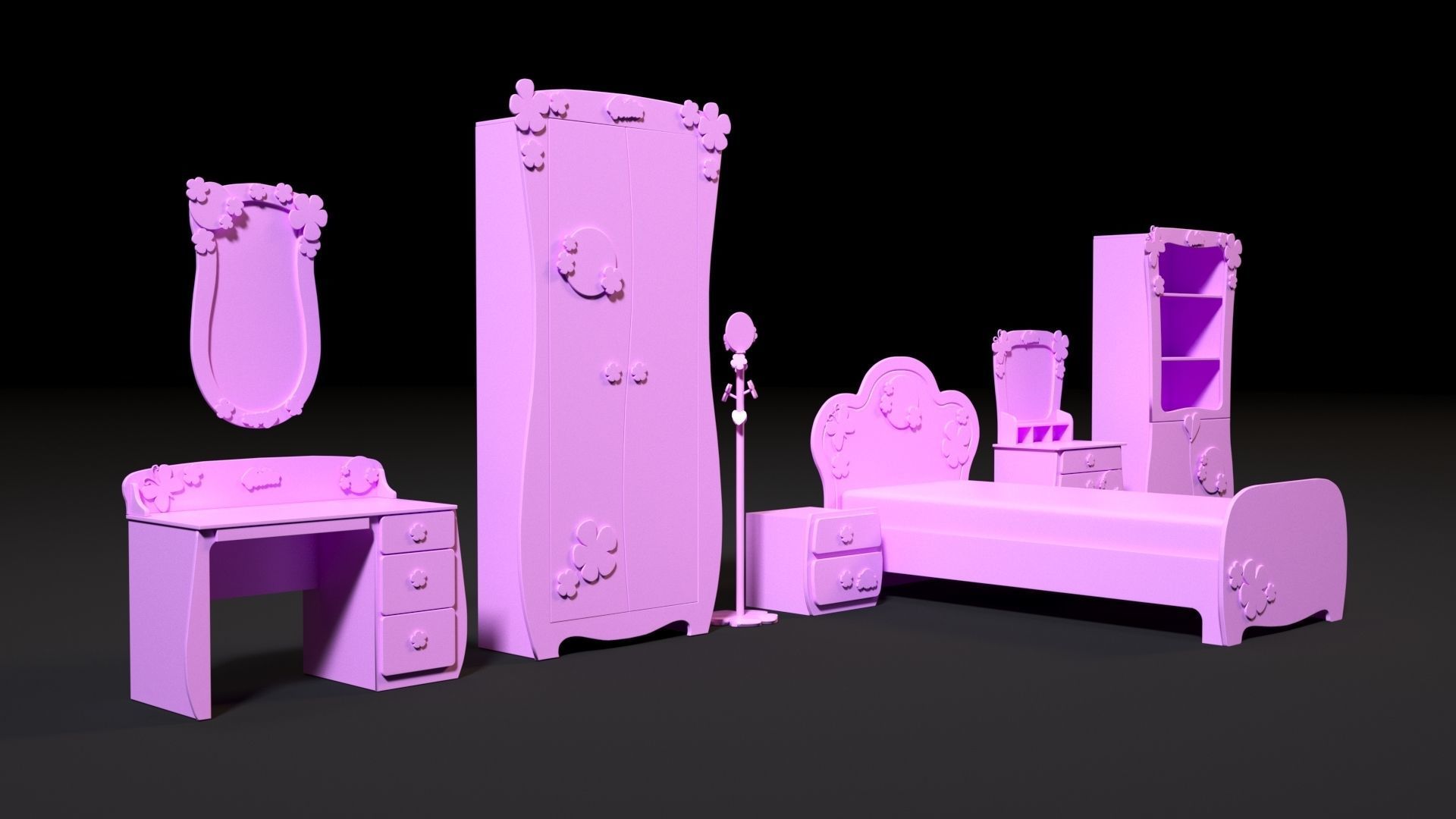 Furniture set for barbie dolls 3D print model_20
