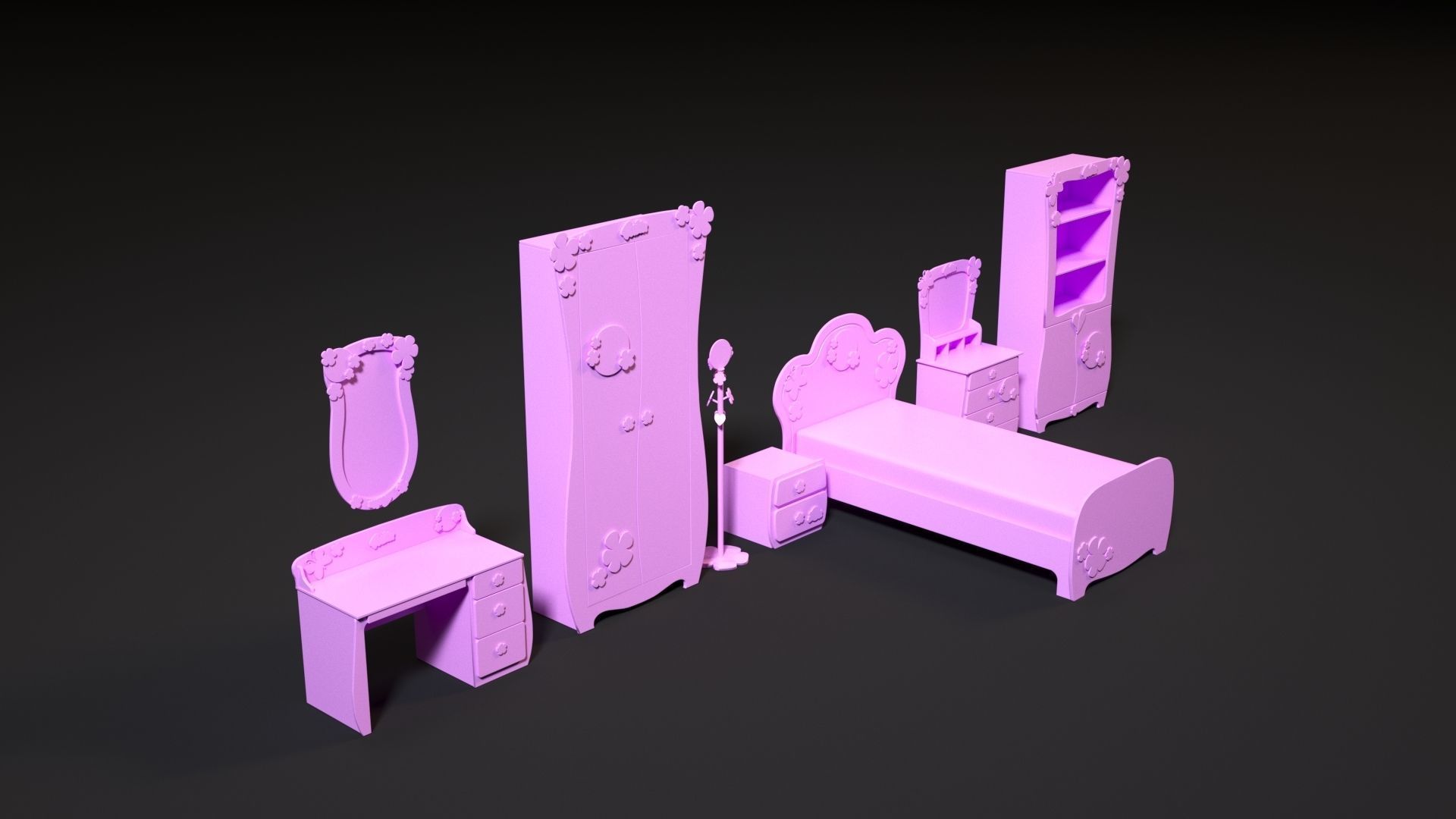 Furniture set for barbie dolls 3D print model_7