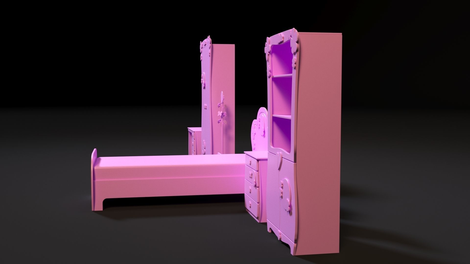 Furniture set for barbie dolls 3D print model_2