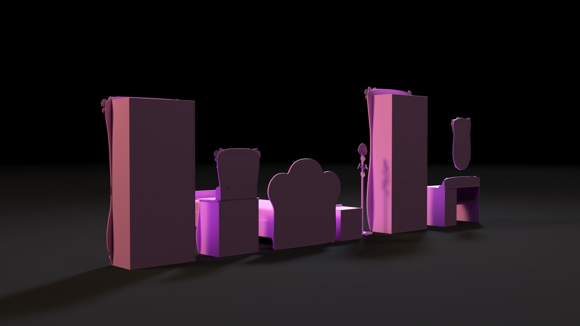 Furniture set for barbie dolls 3D print model_3