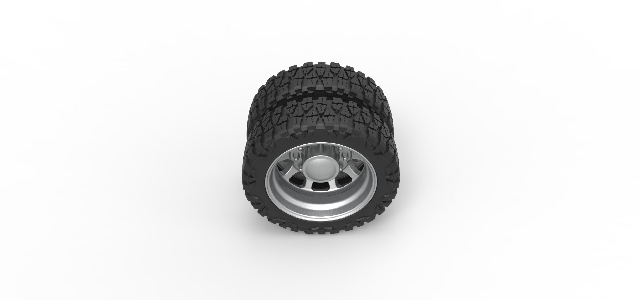 Rear semi wheel for pickup V5 Scale 1 to 25 3D print model_5