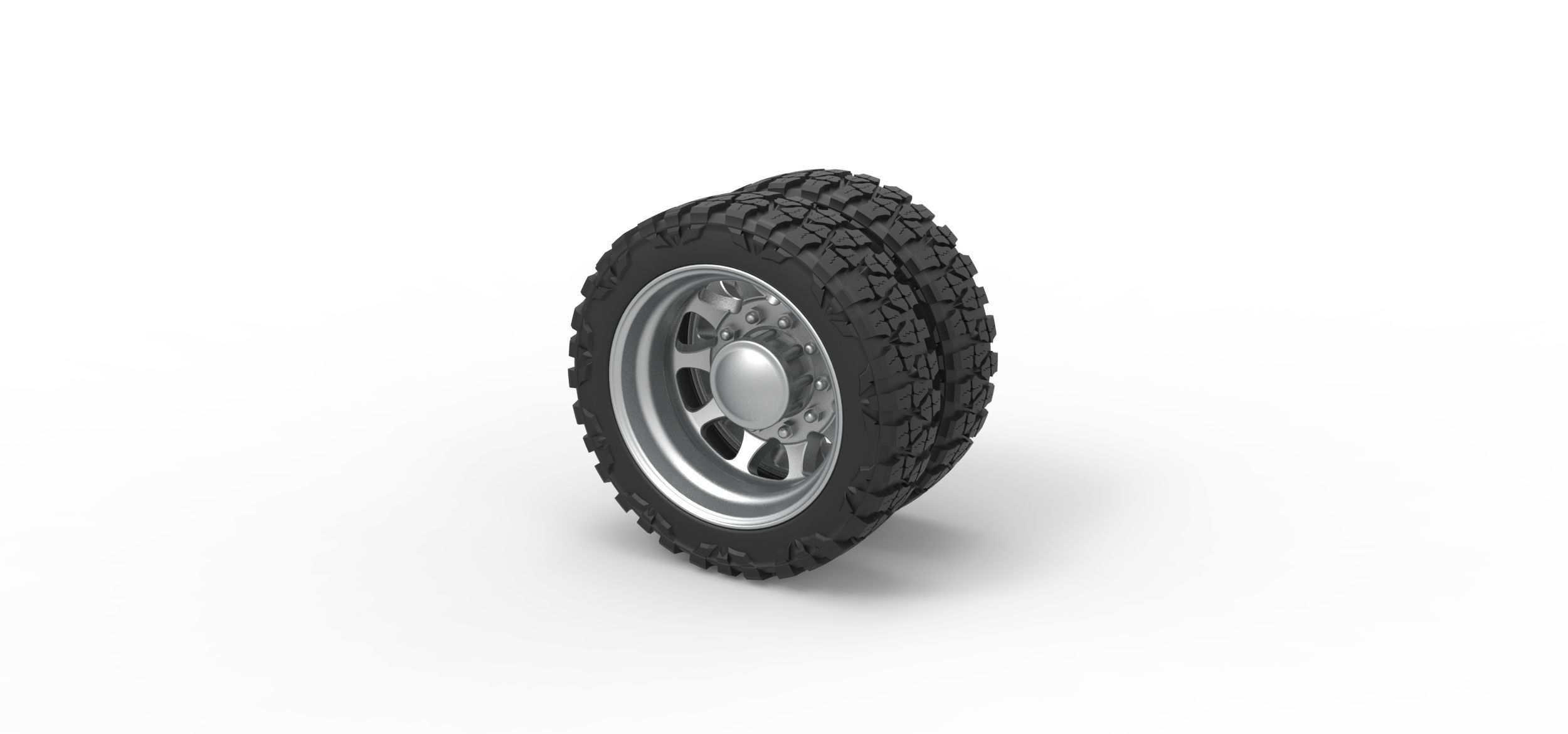 Rear semi wheel for pickup V5 Scale 1 to 25 3D print model_6