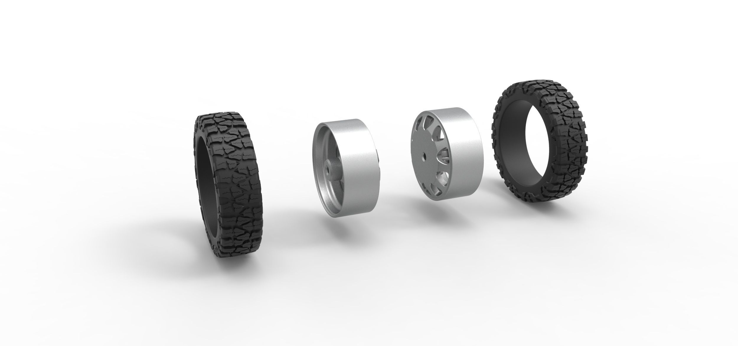 Rear semi wheel for pickup V5 Scale 1 to 25 3D print model_9