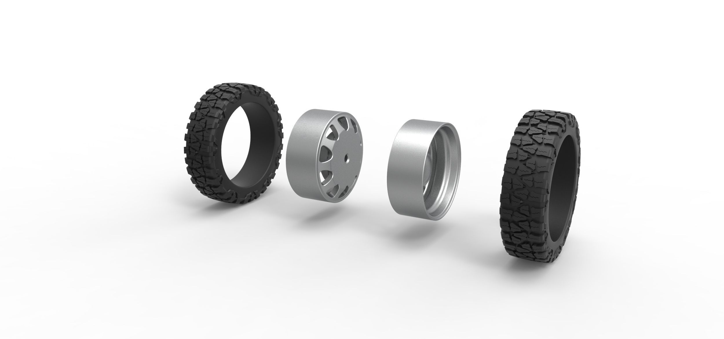 Rear semi wheel for pickup V5 Scale 1 to 25 3D print model_8