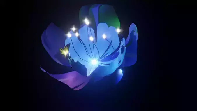 Blender colorful 2flowers and butterfly animation