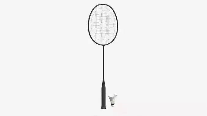 Badminton Racquets with Shuttlecock 3D model