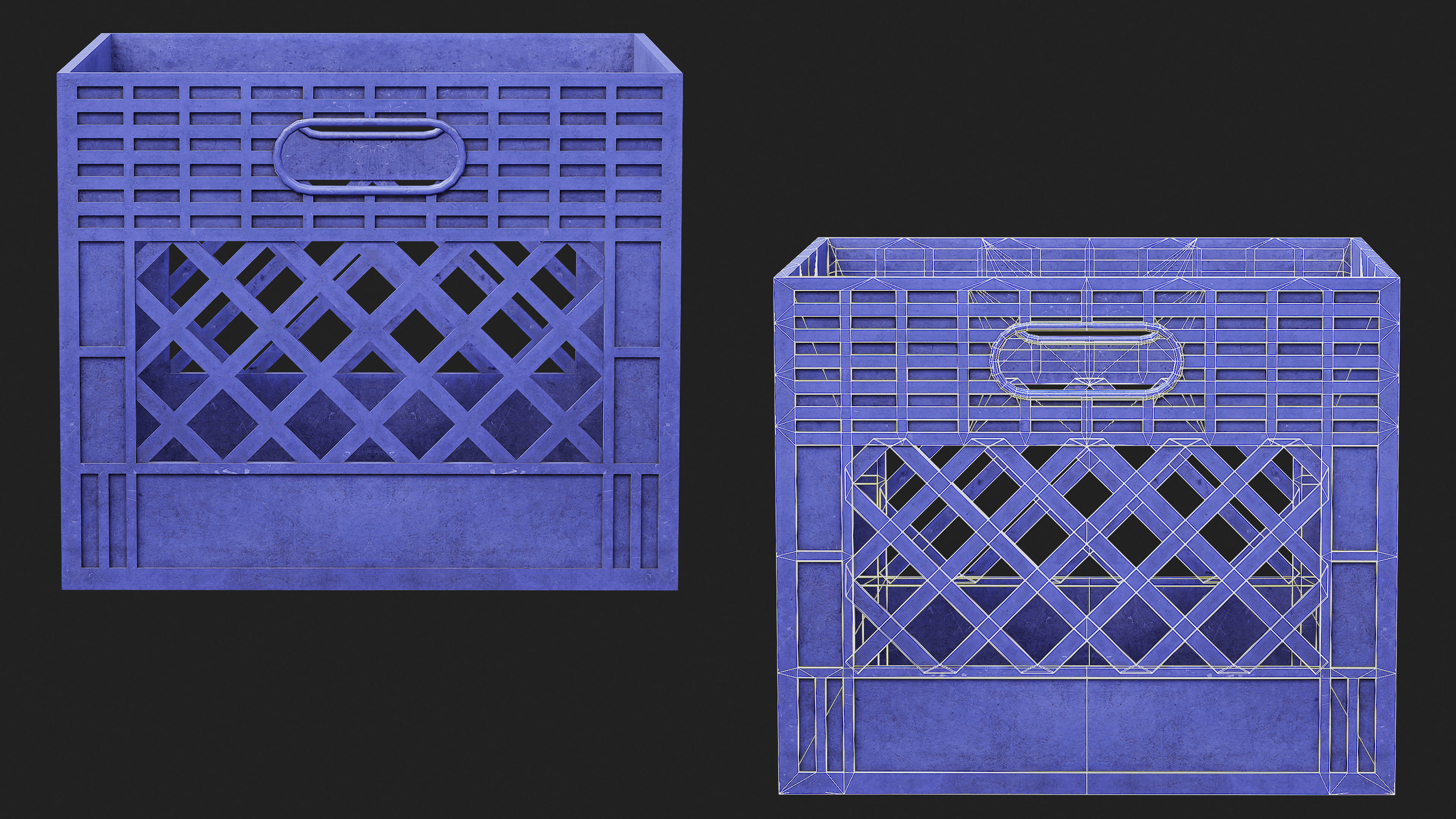Wooden and Plastic Boxes Low-poly 3D model_7