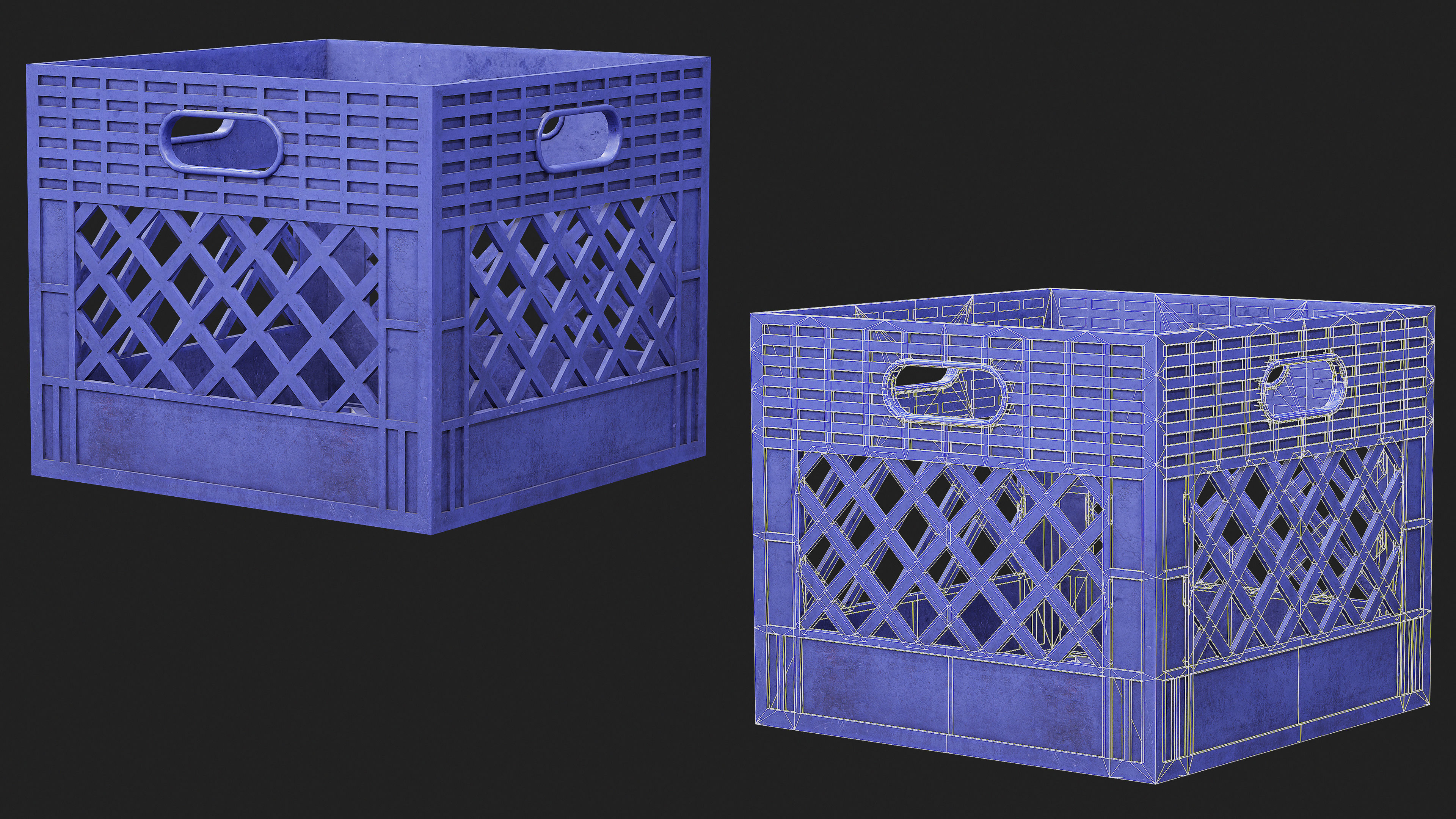 Wooden and Plastic Boxes Low-poly 3D model_6