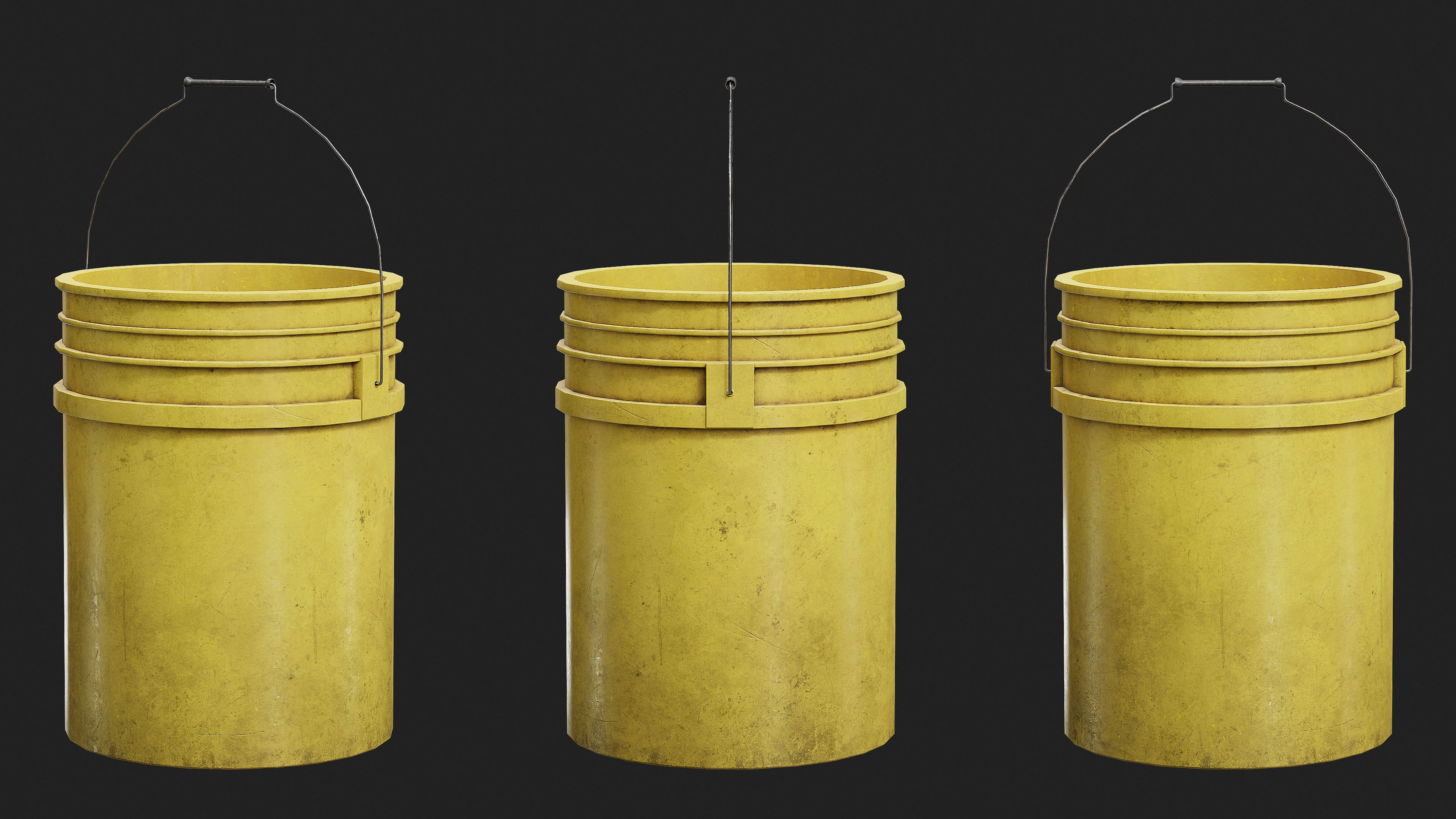 Metal and Plastic Buckets Low-poly 3D model_5