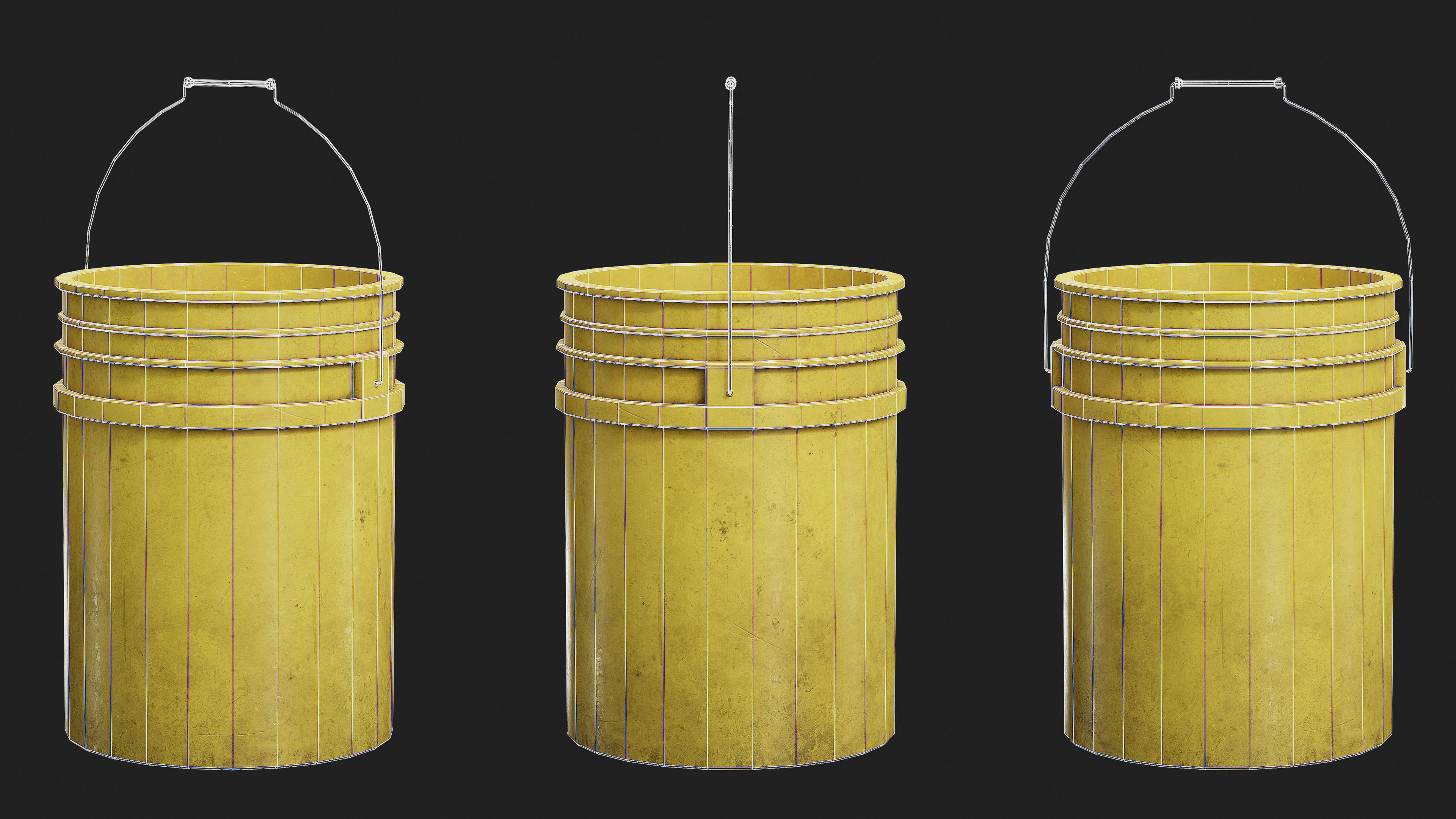 Metal and Plastic Buckets Low-poly 3D model_6