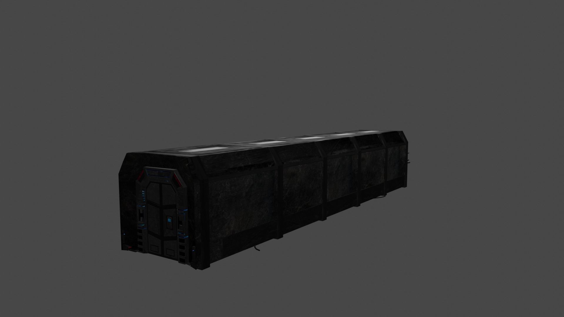 Dark sci-fi hallway Low-poly 3D model_2