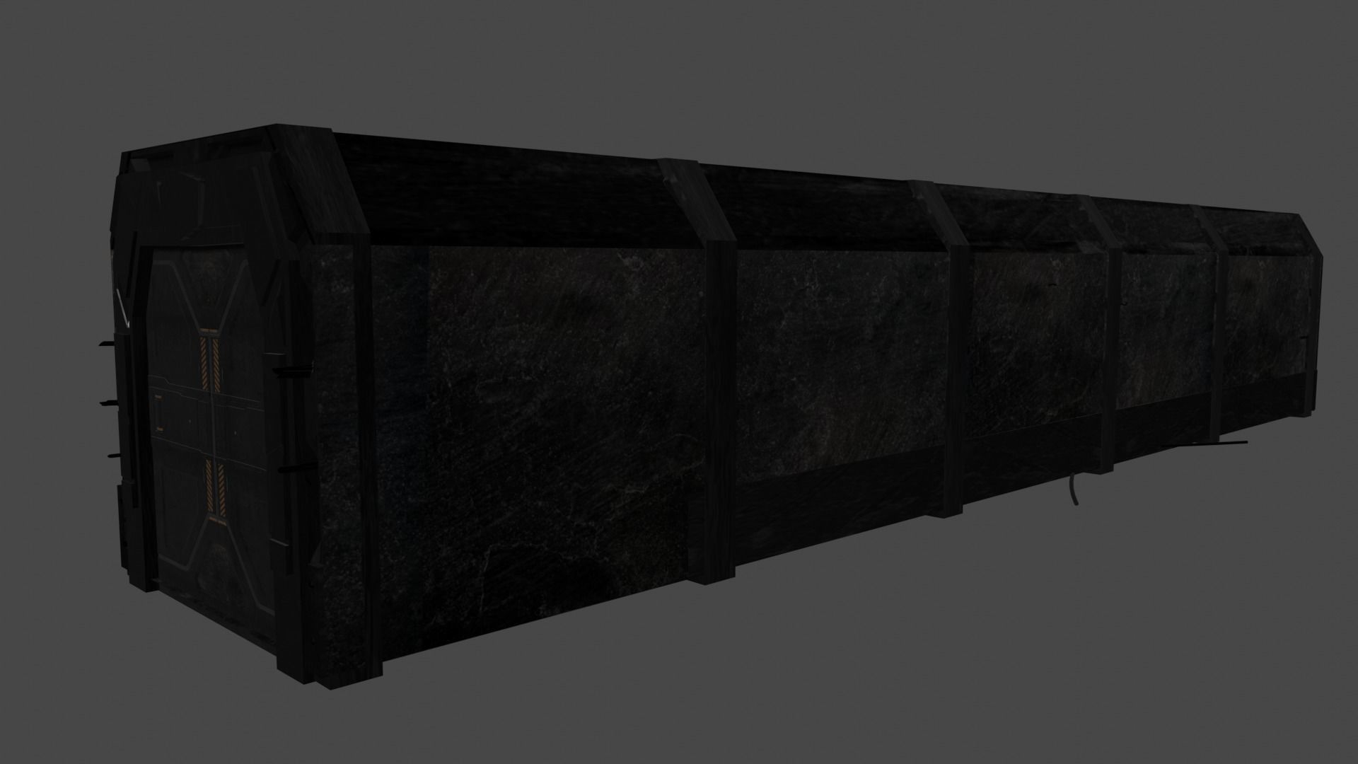 Dark sci-fi hallway Low-poly 3D model_3