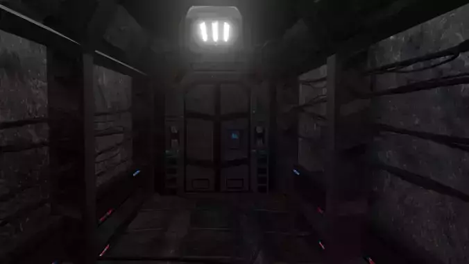 Dark sci-fi hallway Low-poly 3D model