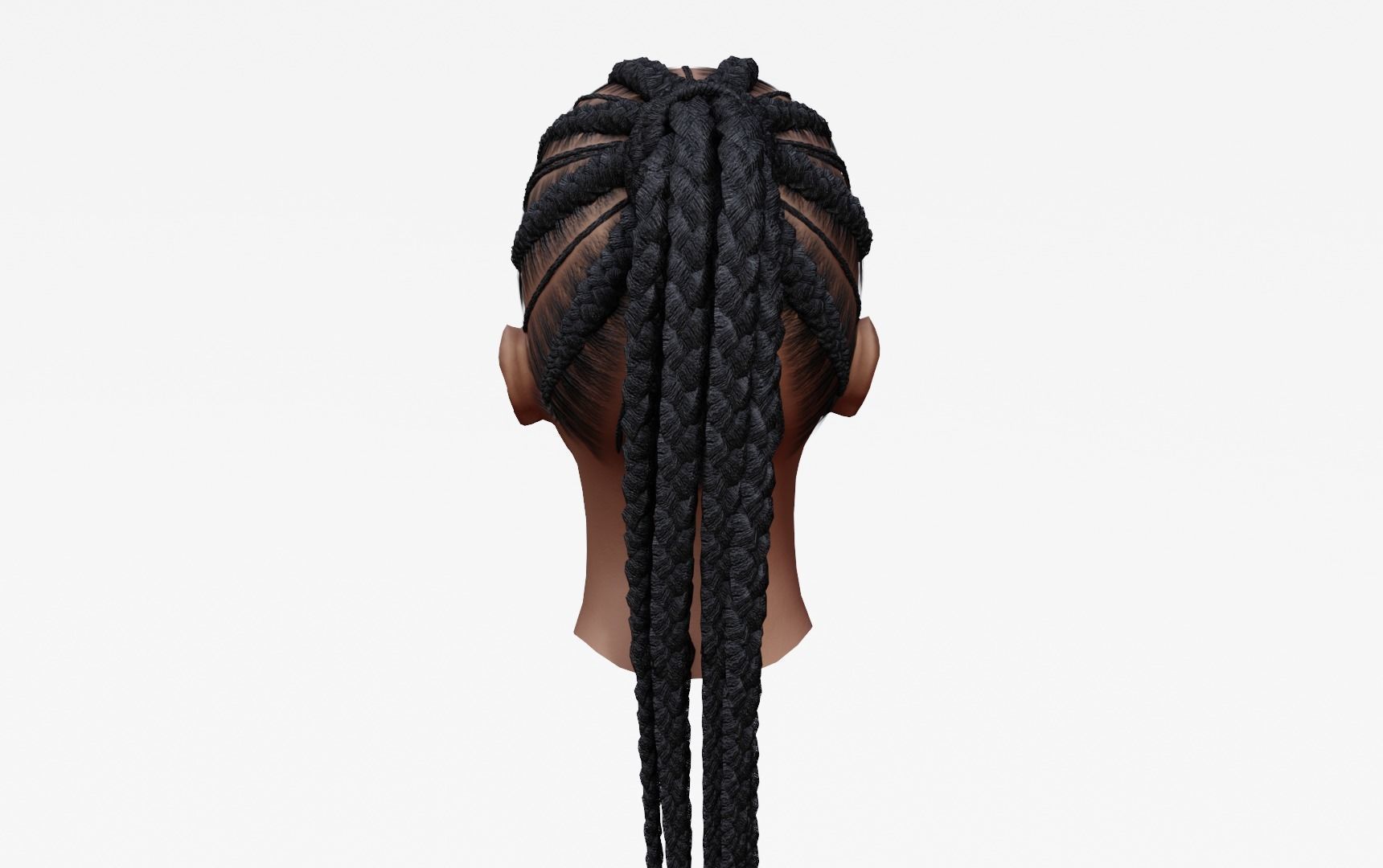 Female afro hair braids with tail 3d Model v01 Low-poly 3D model_5