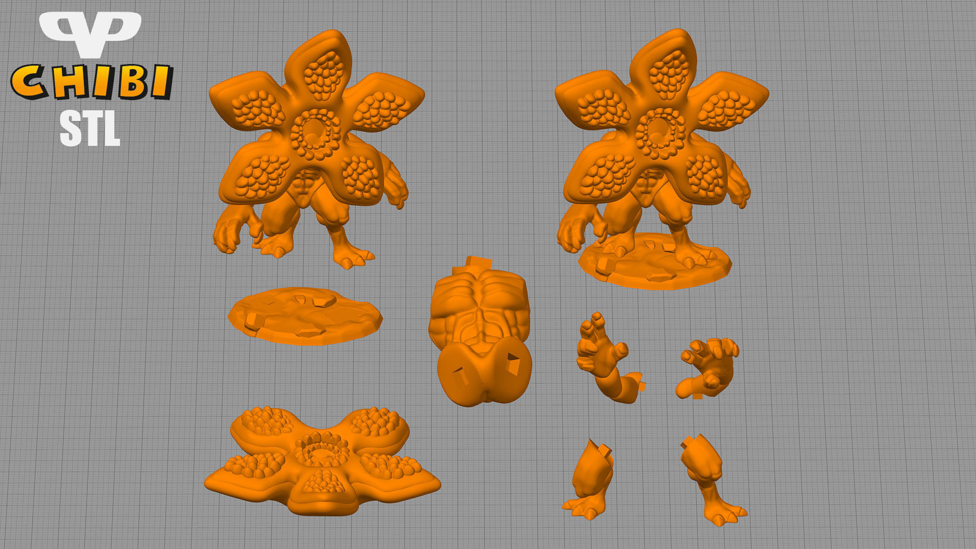 Demogorgon Chibi Stranger Things STL for 3D Printing ChibiSTL 3D print model_1