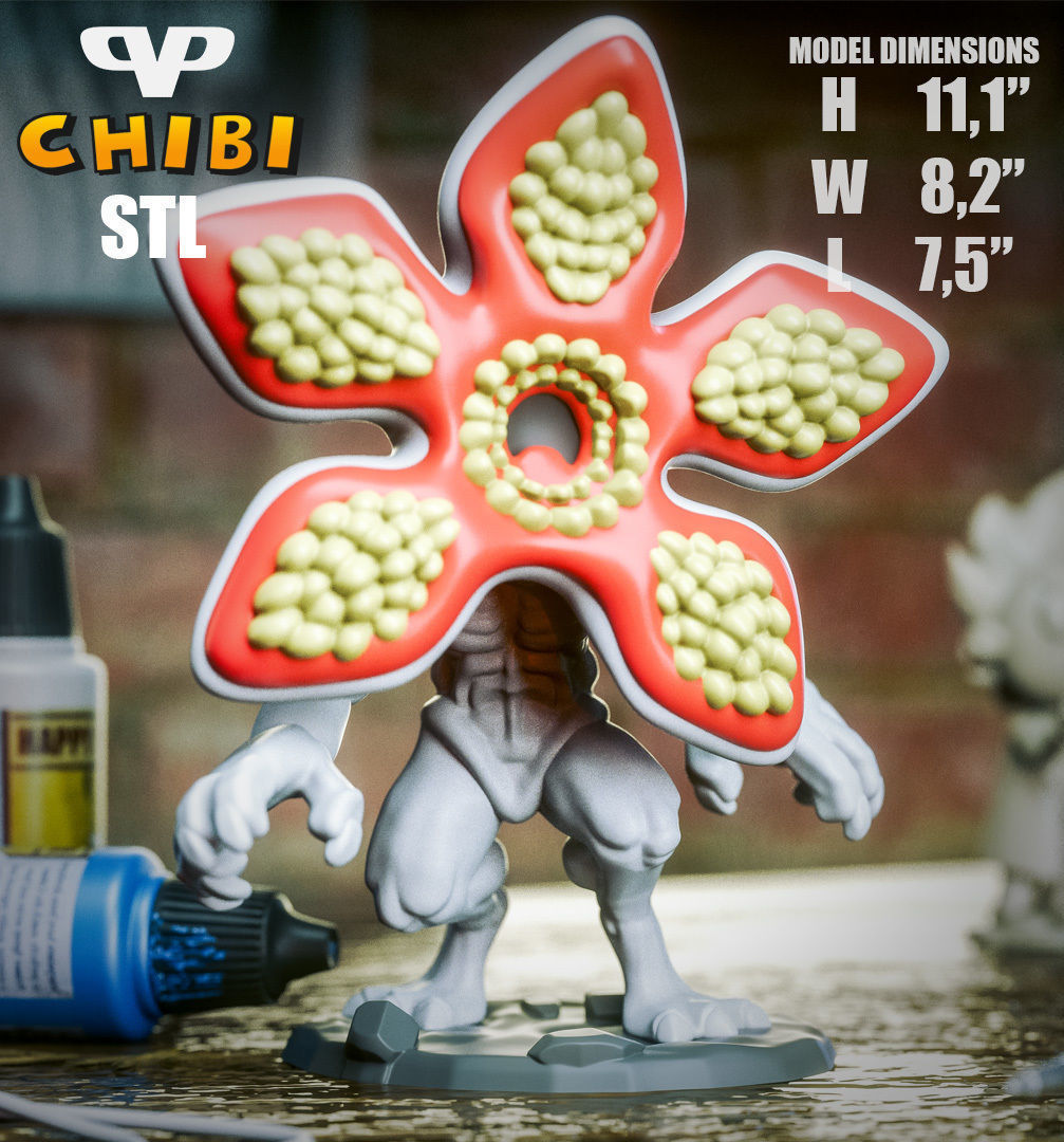 Demogorgon Chibi Stranger Things STL for 3D Printing ChibiSTL 3D print model_2
