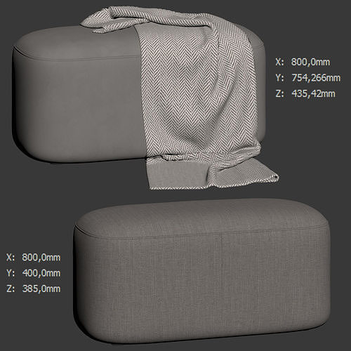 Alastar Oval Ottoman by Oslo Home 3D model 7